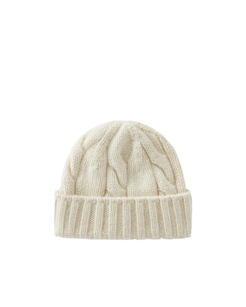 Loro Piana White Cable Knit Beanie