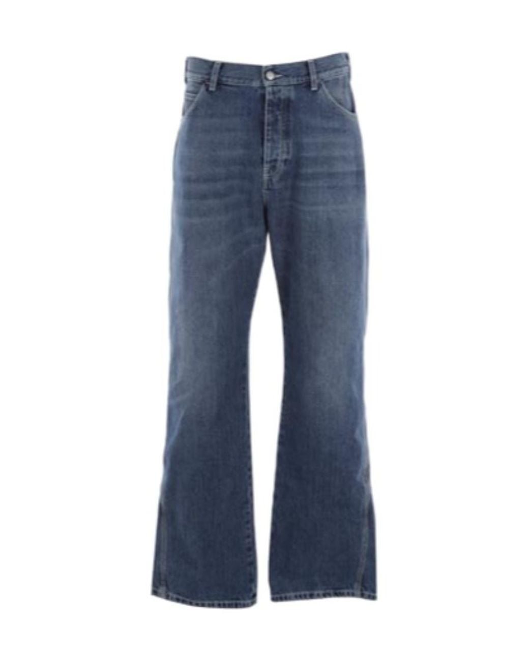 McQueen Blue Logo Patch Wide Leg Jeans for men