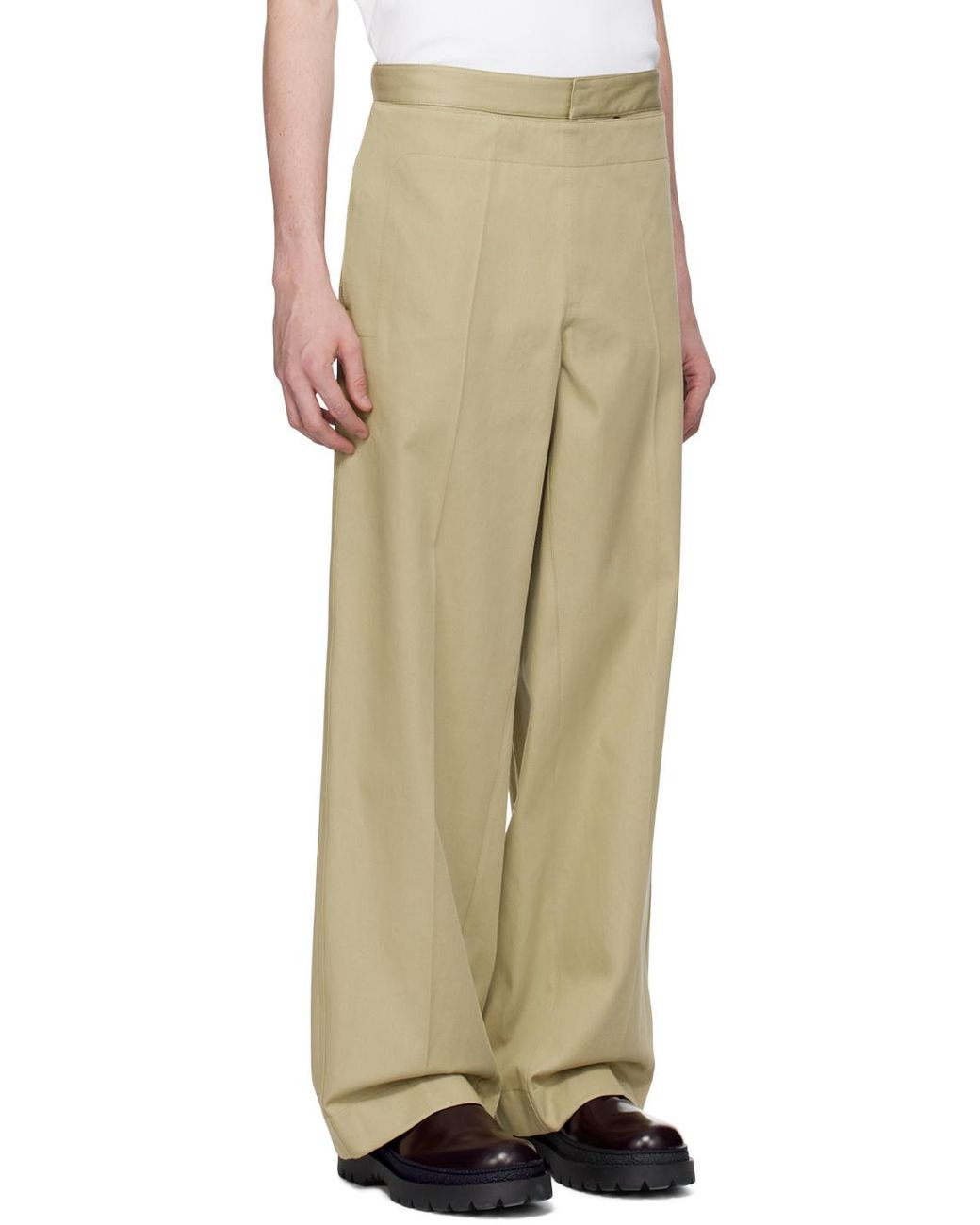 Bottega Veneta Green Buttoned Wide Leg Trousers for men