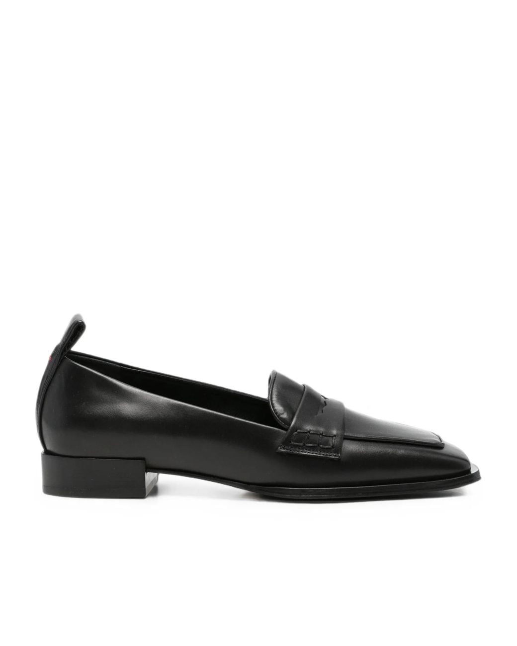 Aeyde Black Square-Toe Leather Loafers