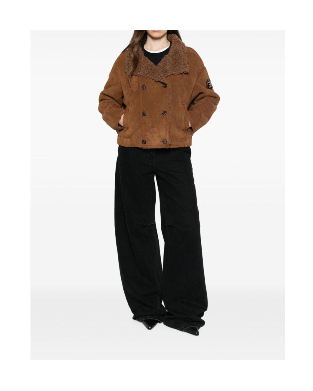 ERMANNO FIRENZE Brown Double-Breasted Casual Jacket