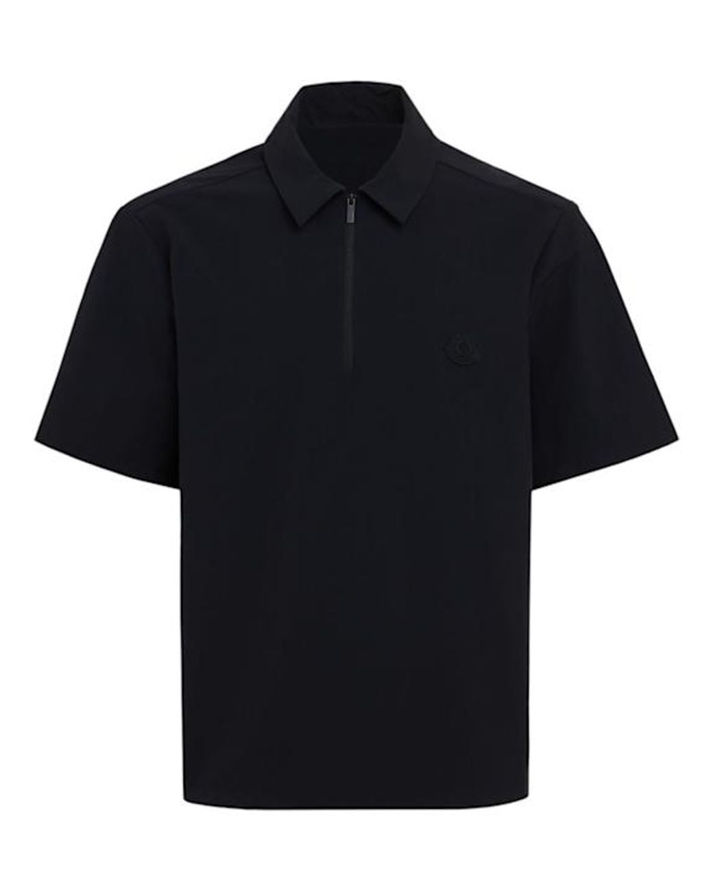 Moncler Black Logo Nylon/Half-Zip Shirt for men