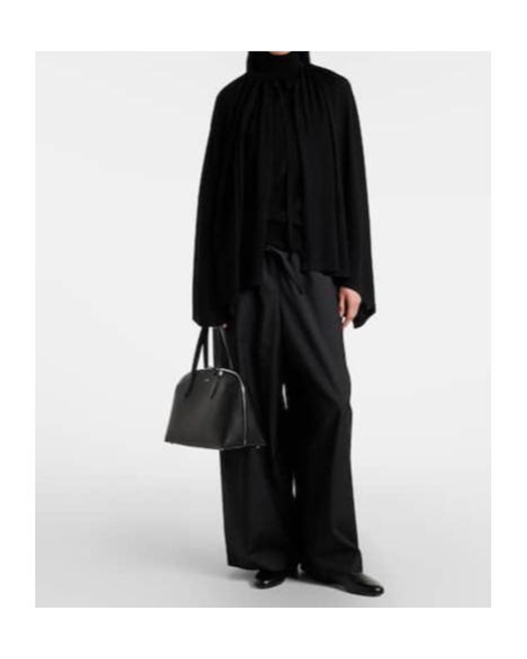 Totême Black Wool And Silk Jersey Cape
