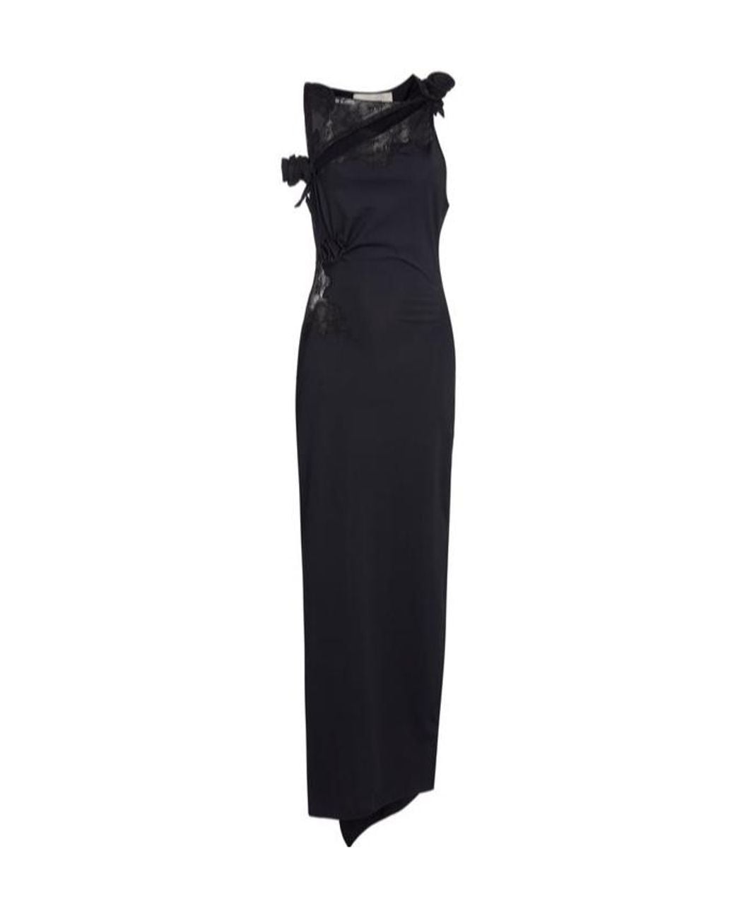 Coperni Black Lace Asymmetrical Maxi Dress