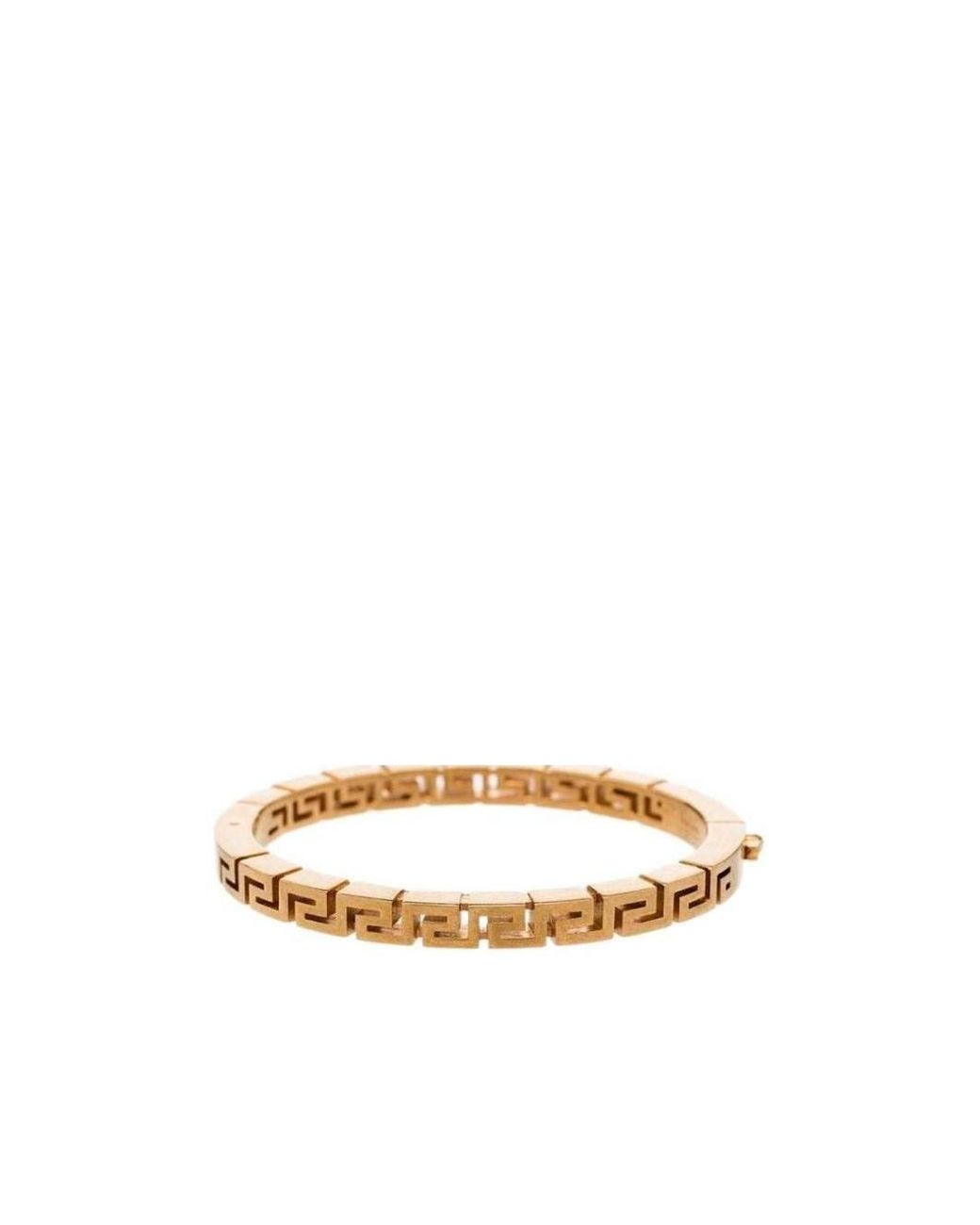 Versace White Greca-Detail Logo-Engraved Bangle Bracelet