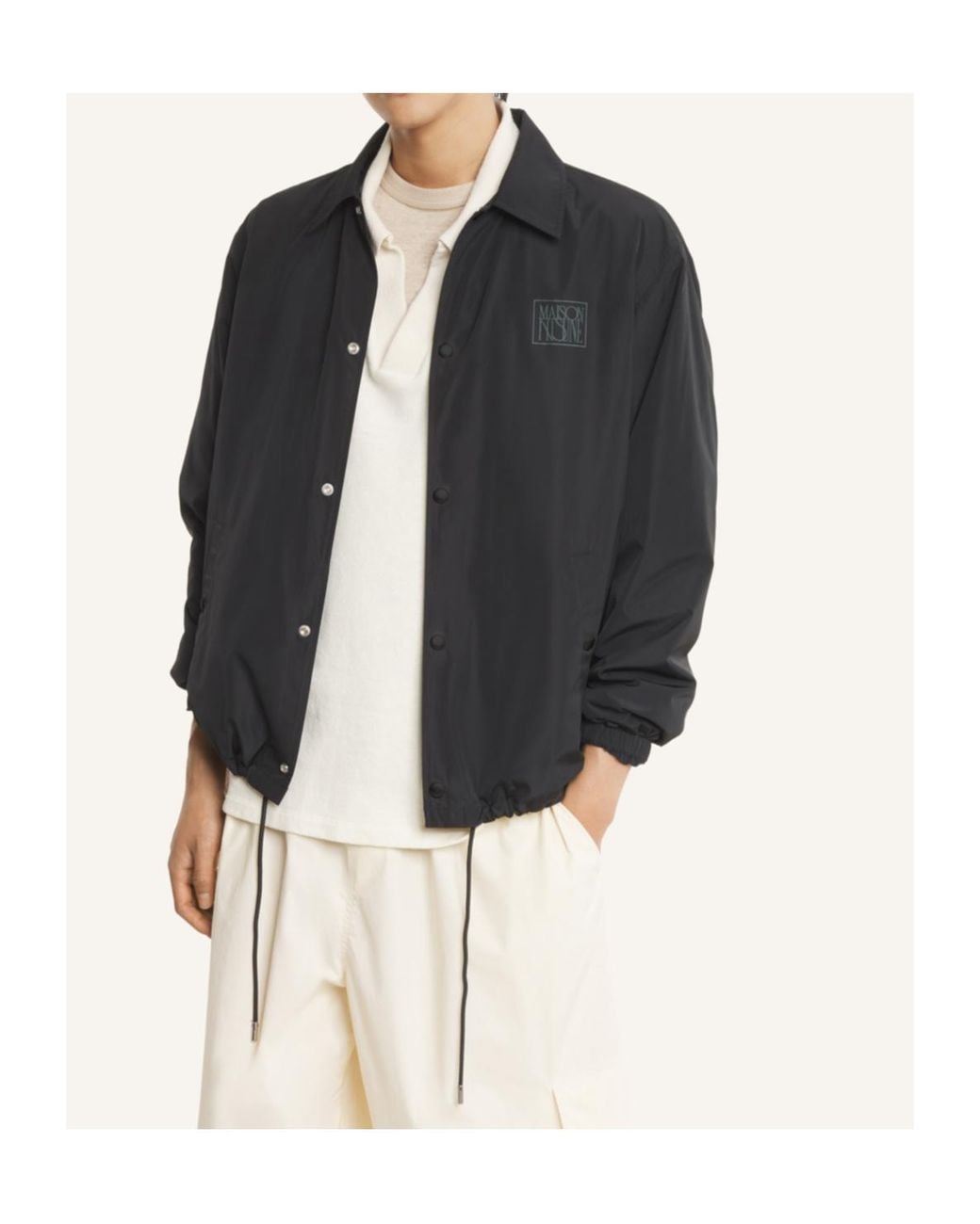 Maison Kitsuné Blue Logo-Print Buttoned Jacket for men