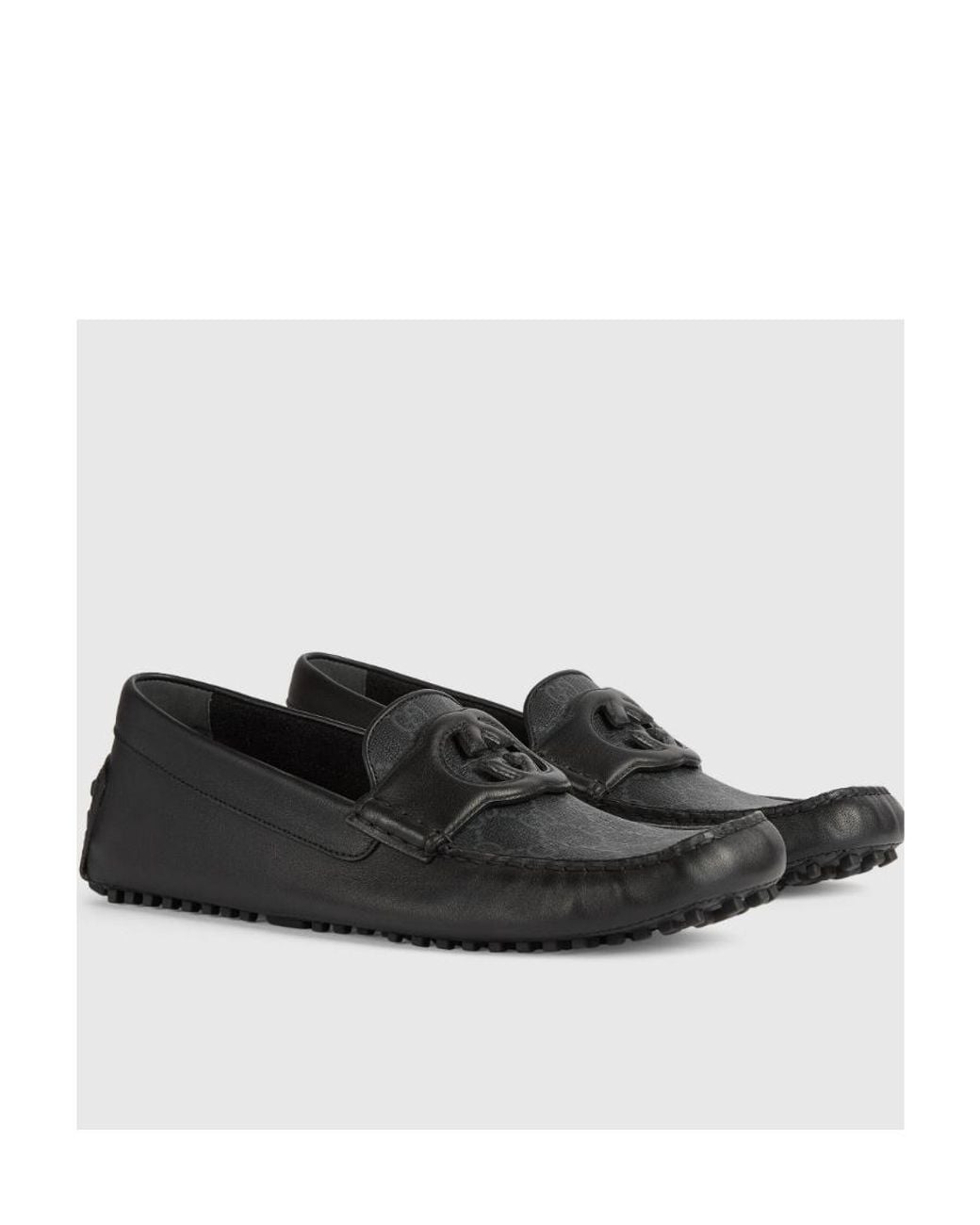 Gucci Black Interlocking G Driving Shoes for men