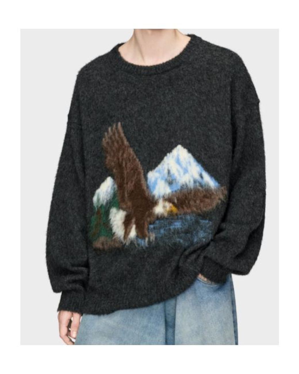 Maison Margiela Gray Intarsia Landscape Sweater for men