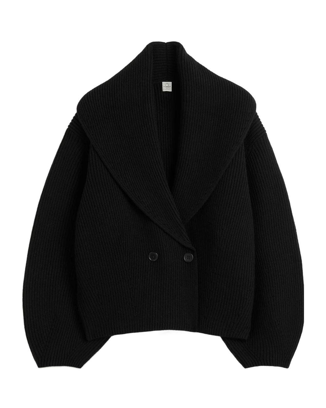 Totême Black Collared Long-Sleeved Knit Sweater