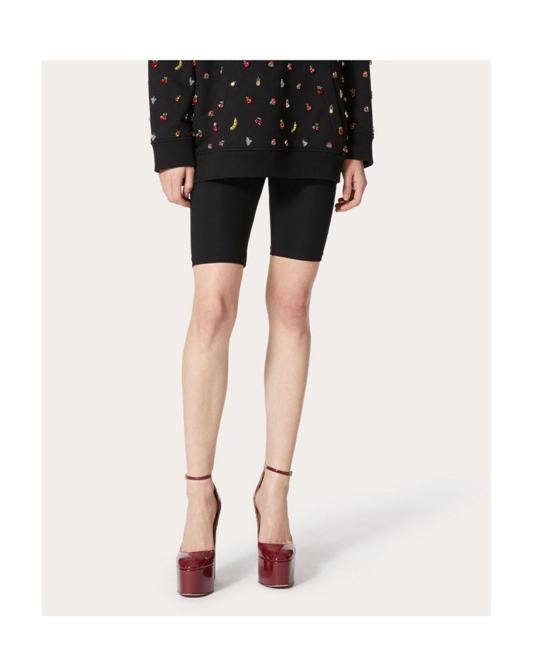 Valentino Black Embossed Logo Cycling Shorts