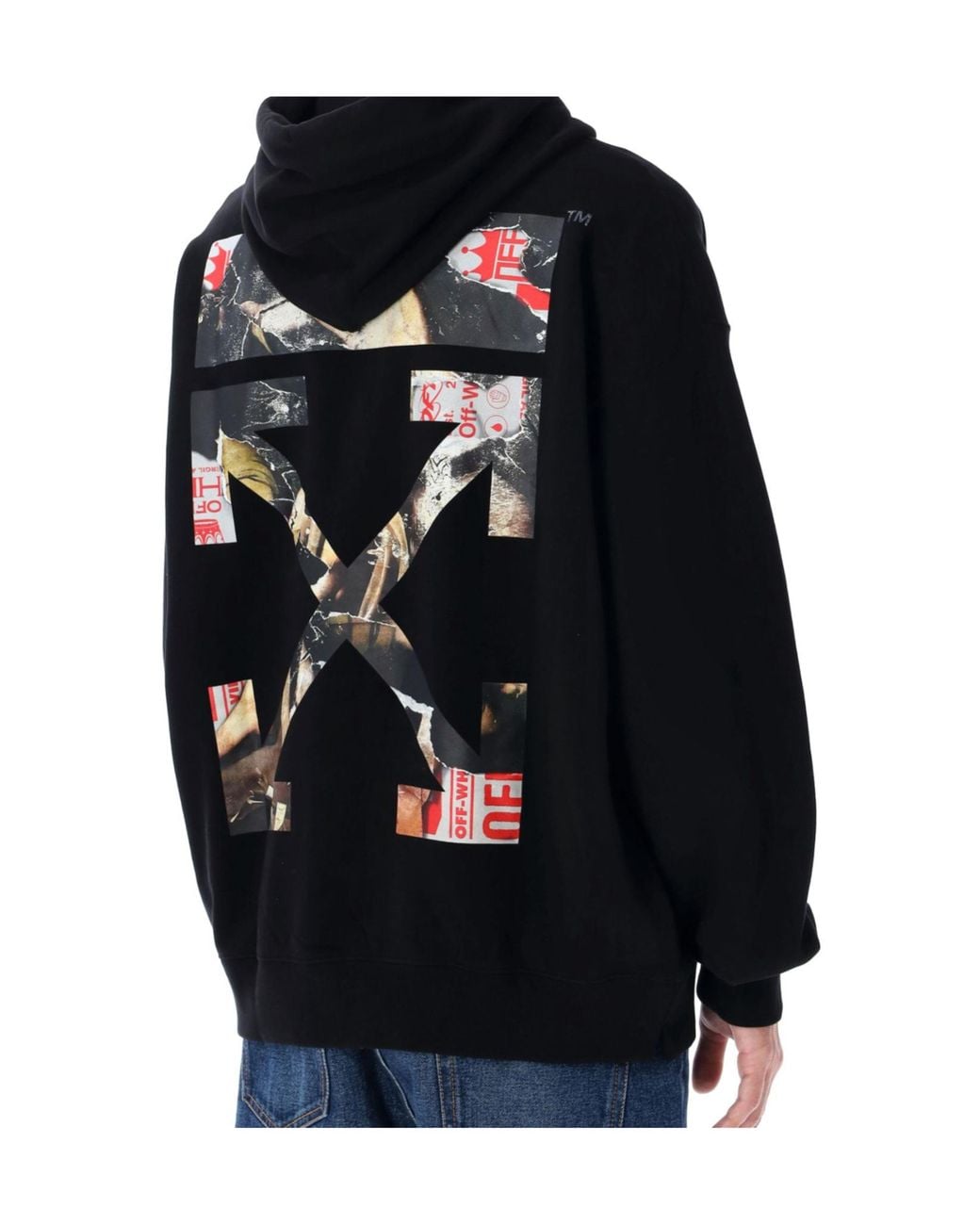 Off-White c/o Virgil Abloh Black Paint Arrow Cotton Skate Hoodie for men
