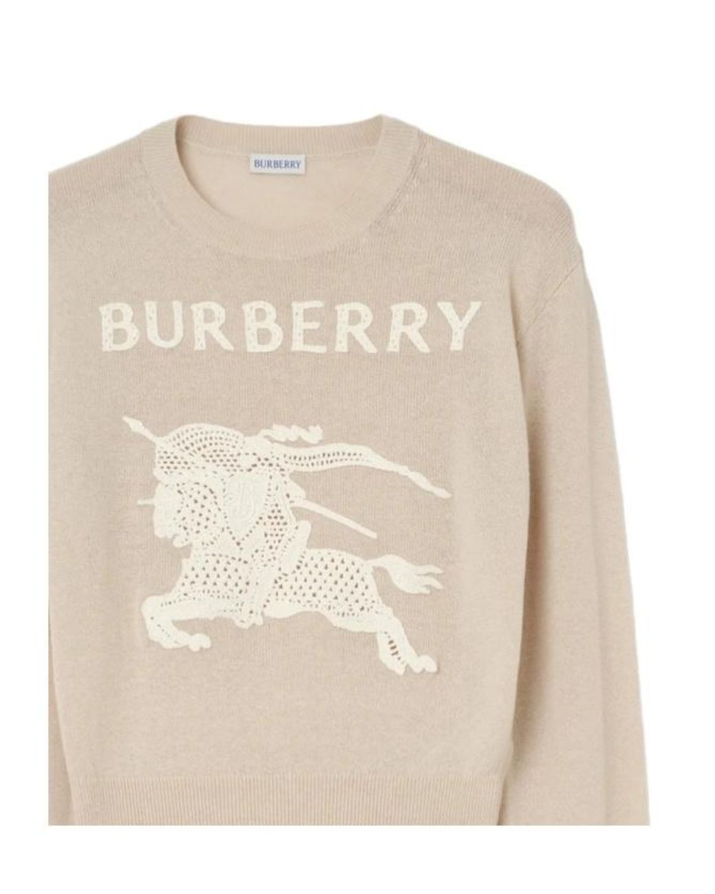 Burberry White Ekd Crochet-Detail Knitted Sweater