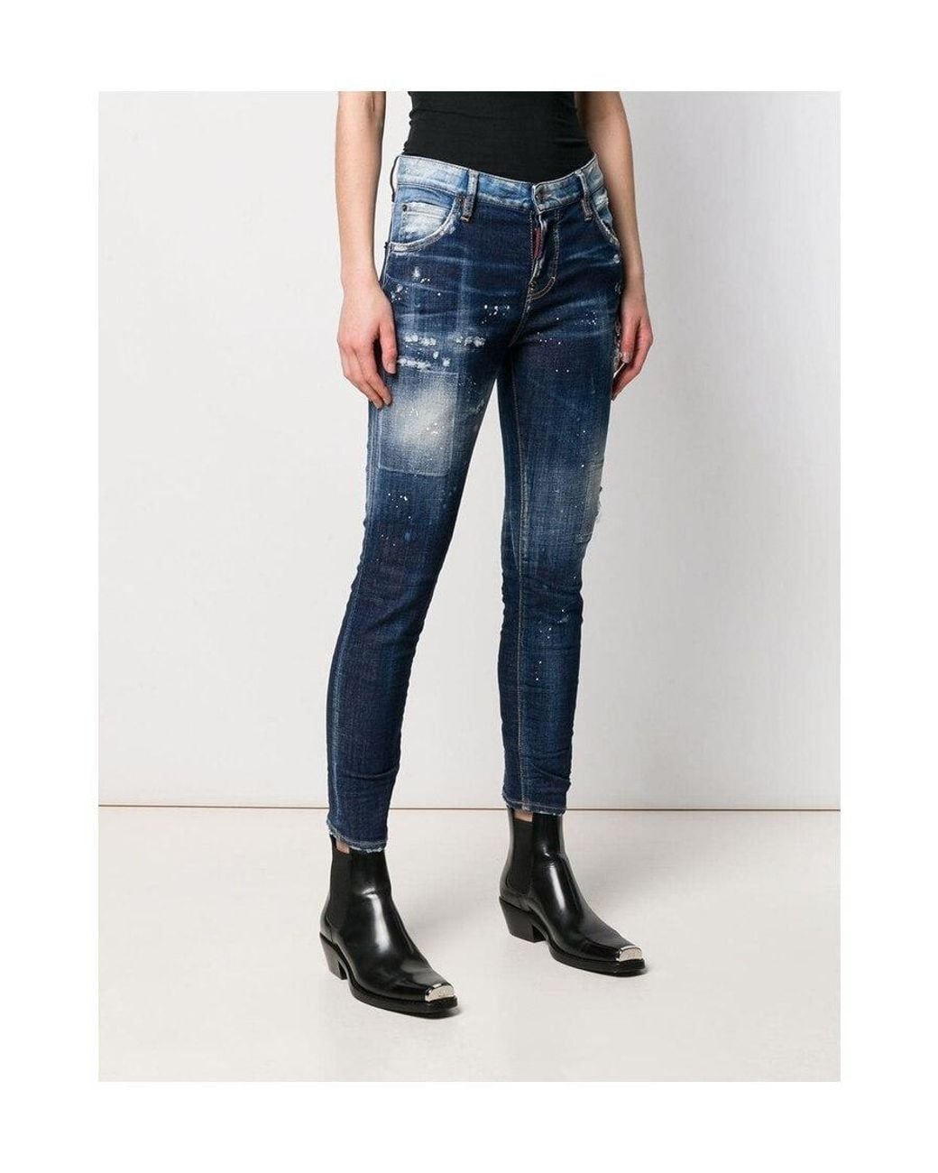 DSquared² Blue Distressed Skinny Jeans