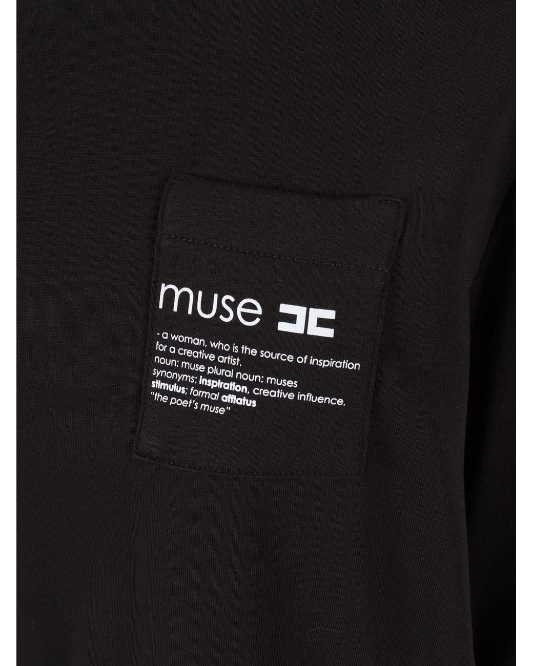 Elisabetta Franchi Black Poplin Fleece Top
