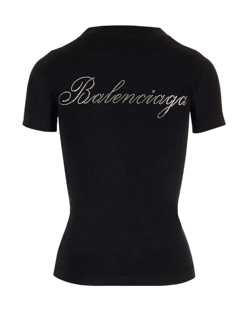 Balenciaga Black Logo Embellished Crewneck T-Shirt