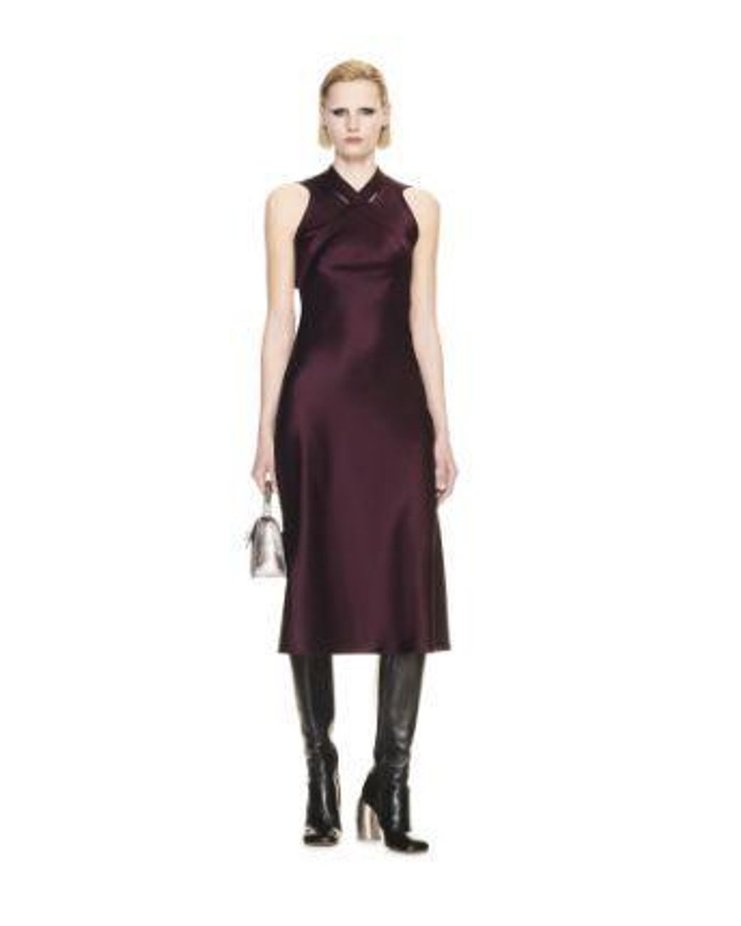 Off-White c/o Virgil Abloh Purple Buckle-Detail Satin Midi Dress