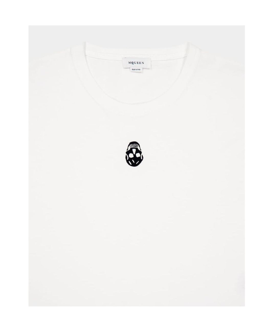 McQueen White Flocked-Skull Crewneck T-Shirt for men