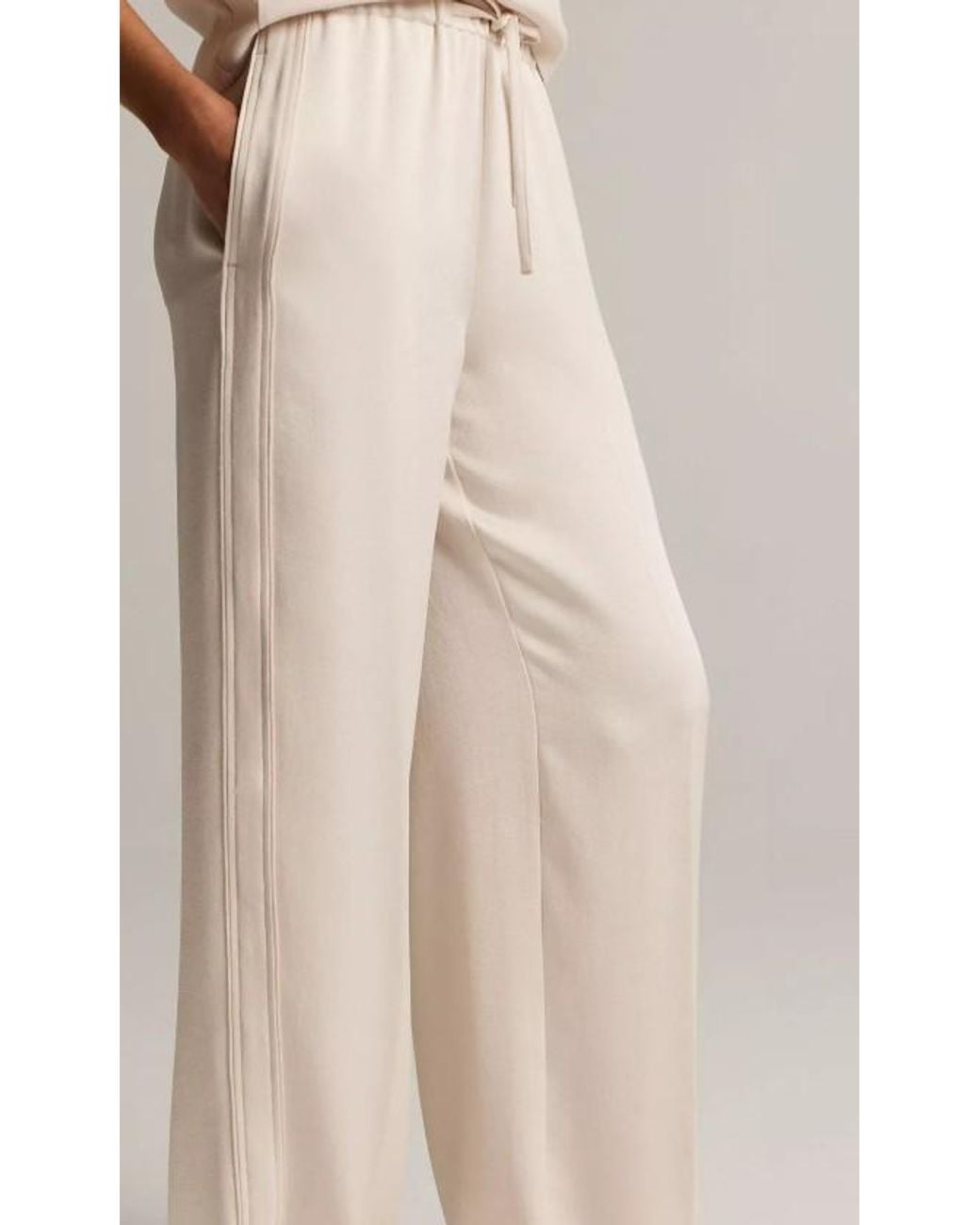 Vince Natural Drawstring Wide-Leg Track Pants
