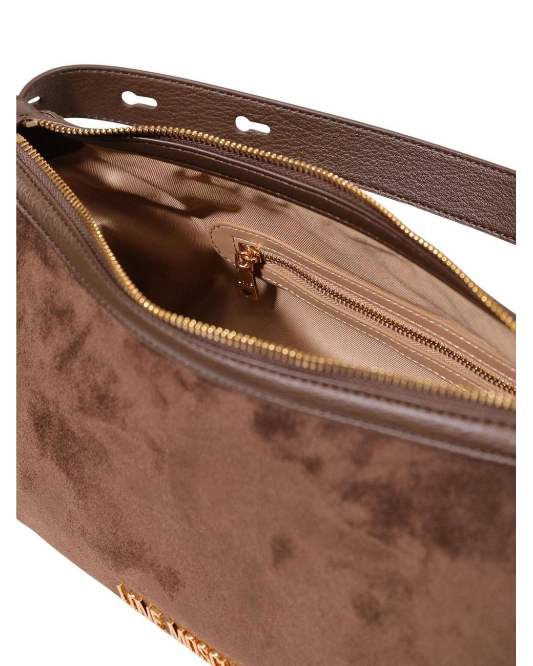 Moschino Brown Zippered Shoulder Bag