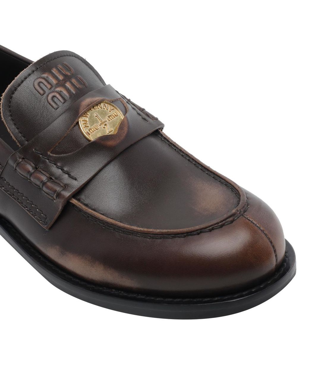 Miu Miu Black Round-Toe Loafers
