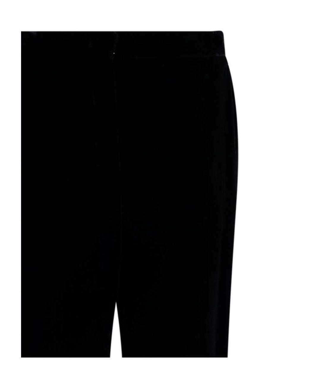 P.A.R.O.S.H. Black Velvet-Finish Straight Trousers