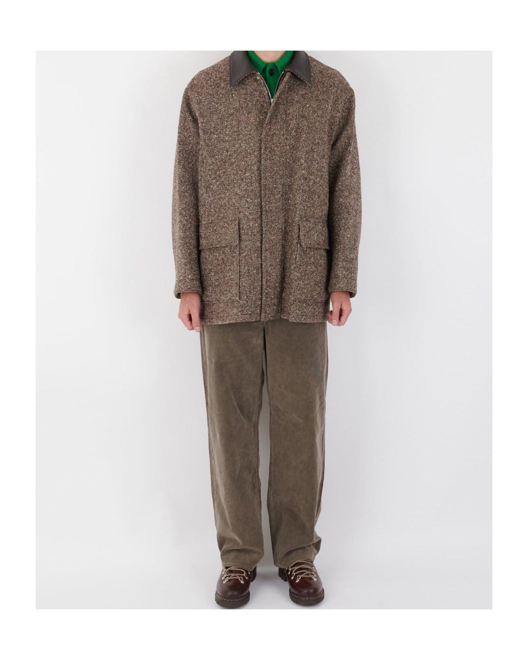 Auralee Brown Tweed Zip-Up Casual Jacket for men