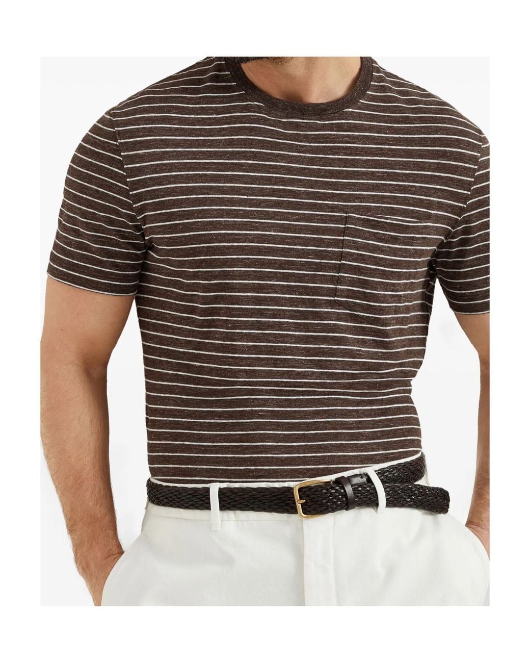 Brunello Cucinelli Black Linen T-Shirt for men