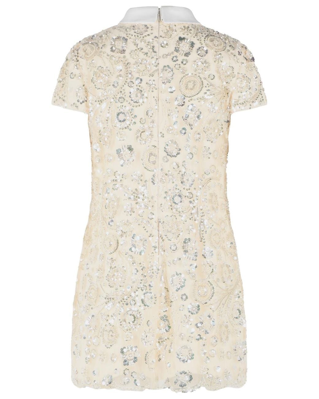 Self-Portrait White Embellished Collar Mini Dress