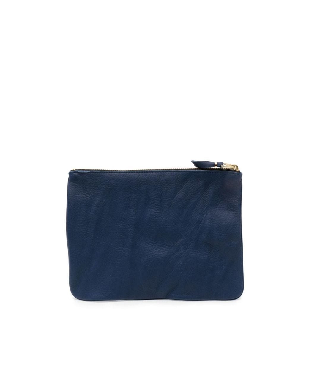 Comme des Garçons Blue Comme Des Garçons Wallet Logo Printed Zip-Up Pouch for men