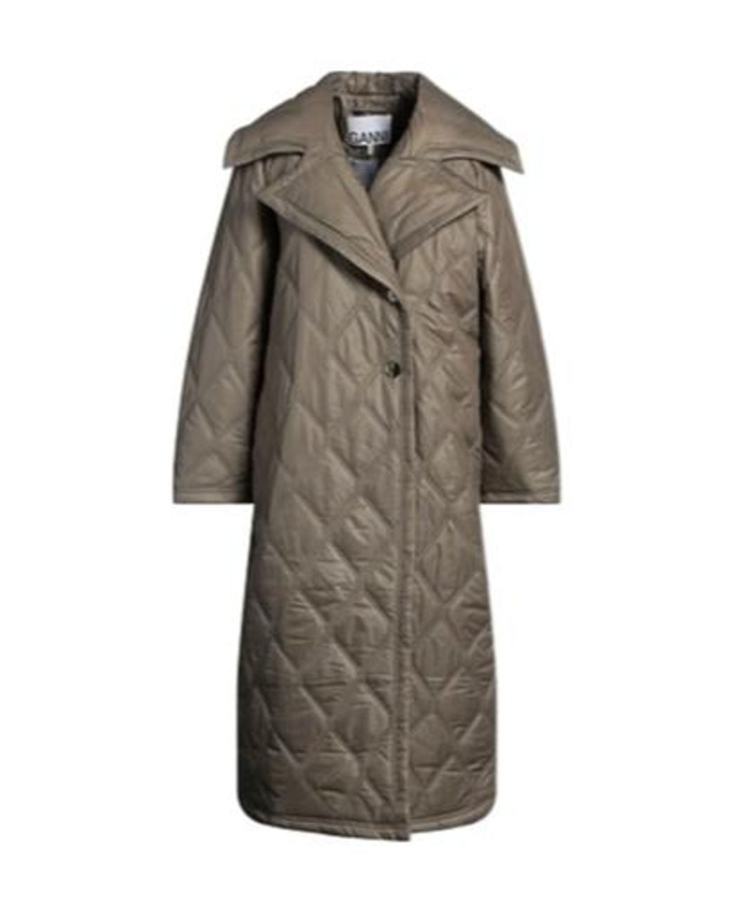 Ganni Gray Thickened Long Trench Coat