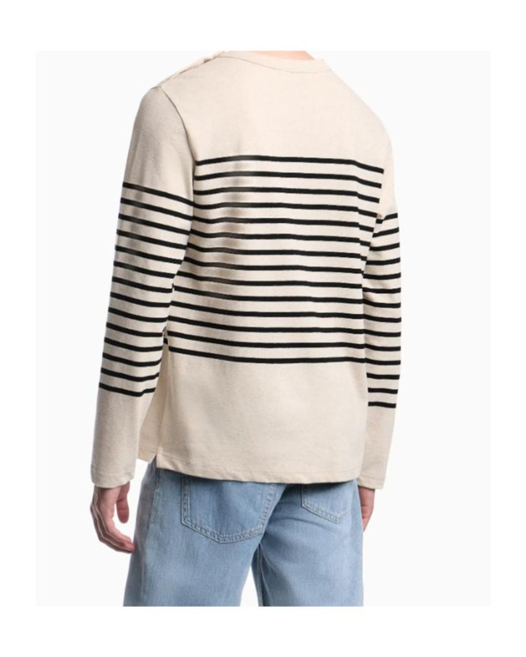 Emporio Armani Natural Apos;S Striped Cotton-Linen Jersey Sweater for men