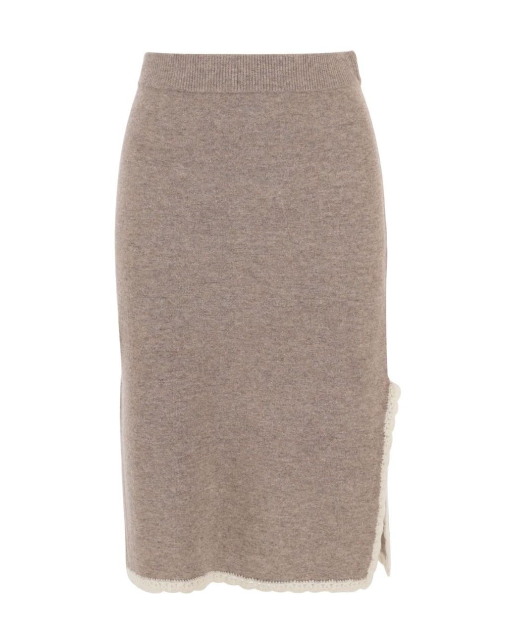 THE GARMENT Gray Lace-Trim Knitted Skirt
