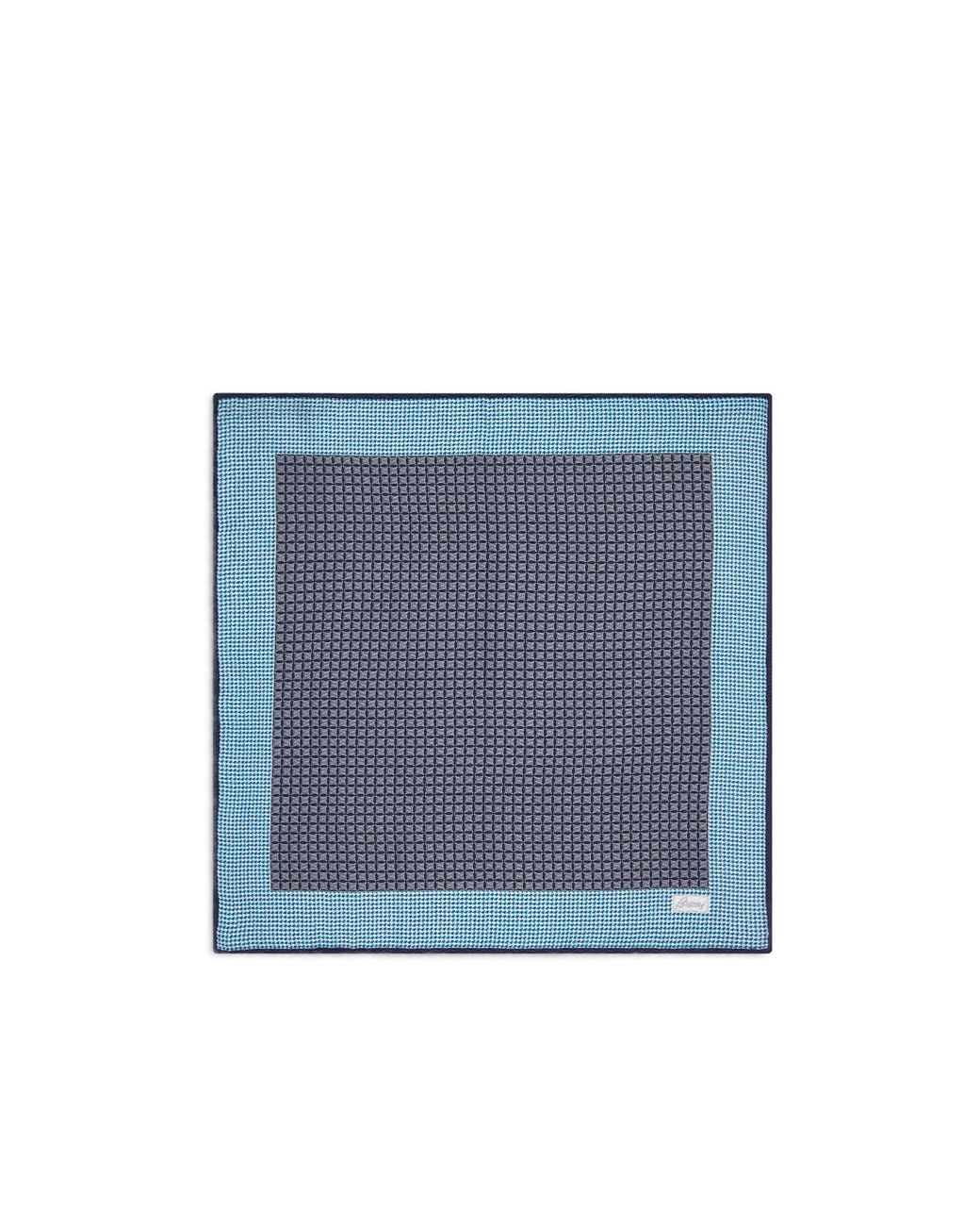 Brioni Blue Sky And Midnight Micro Motif Silk Pocket Square for men