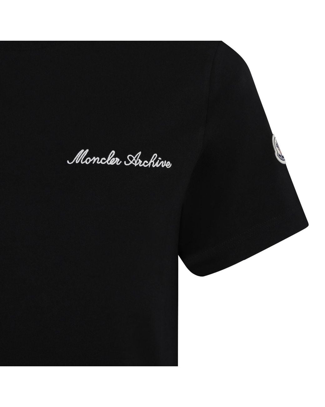 Moncler Black Logo Embroidered Crewneck T-Shirt for men