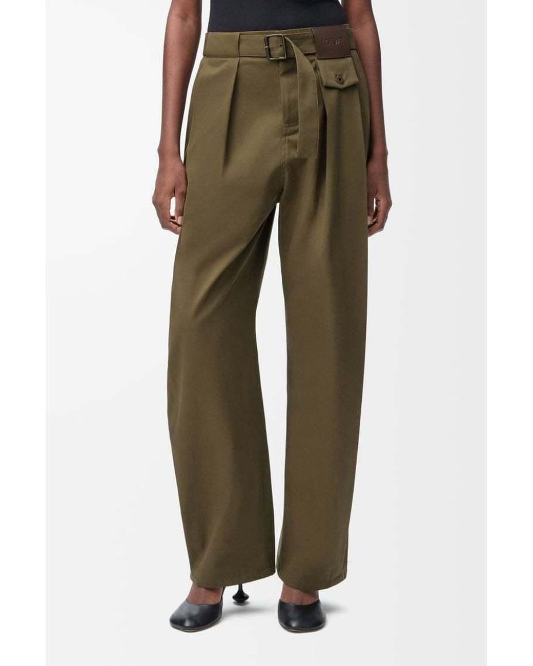 Loewe Green Pleated Belted Trousers