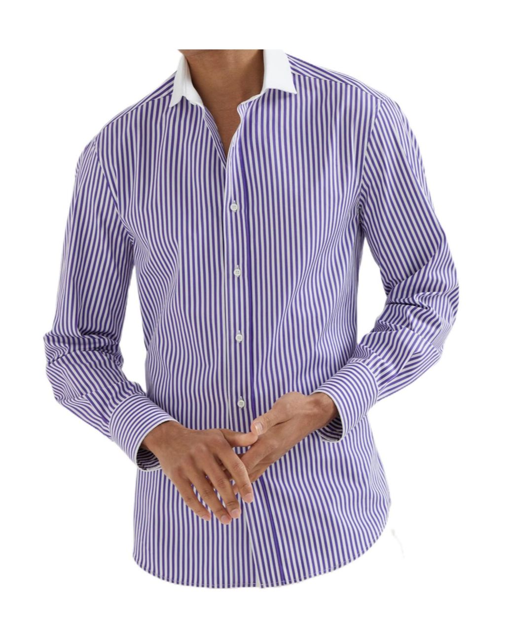 Brunello Cucinelli Purple Striped Shirt for men