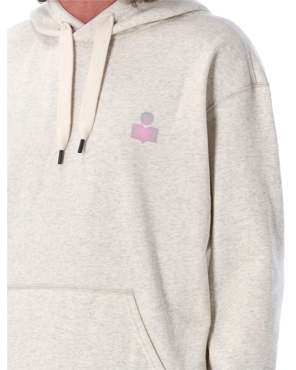 Isabel Marant Gray Malek Logo Printed Drawstring Hoodie for men