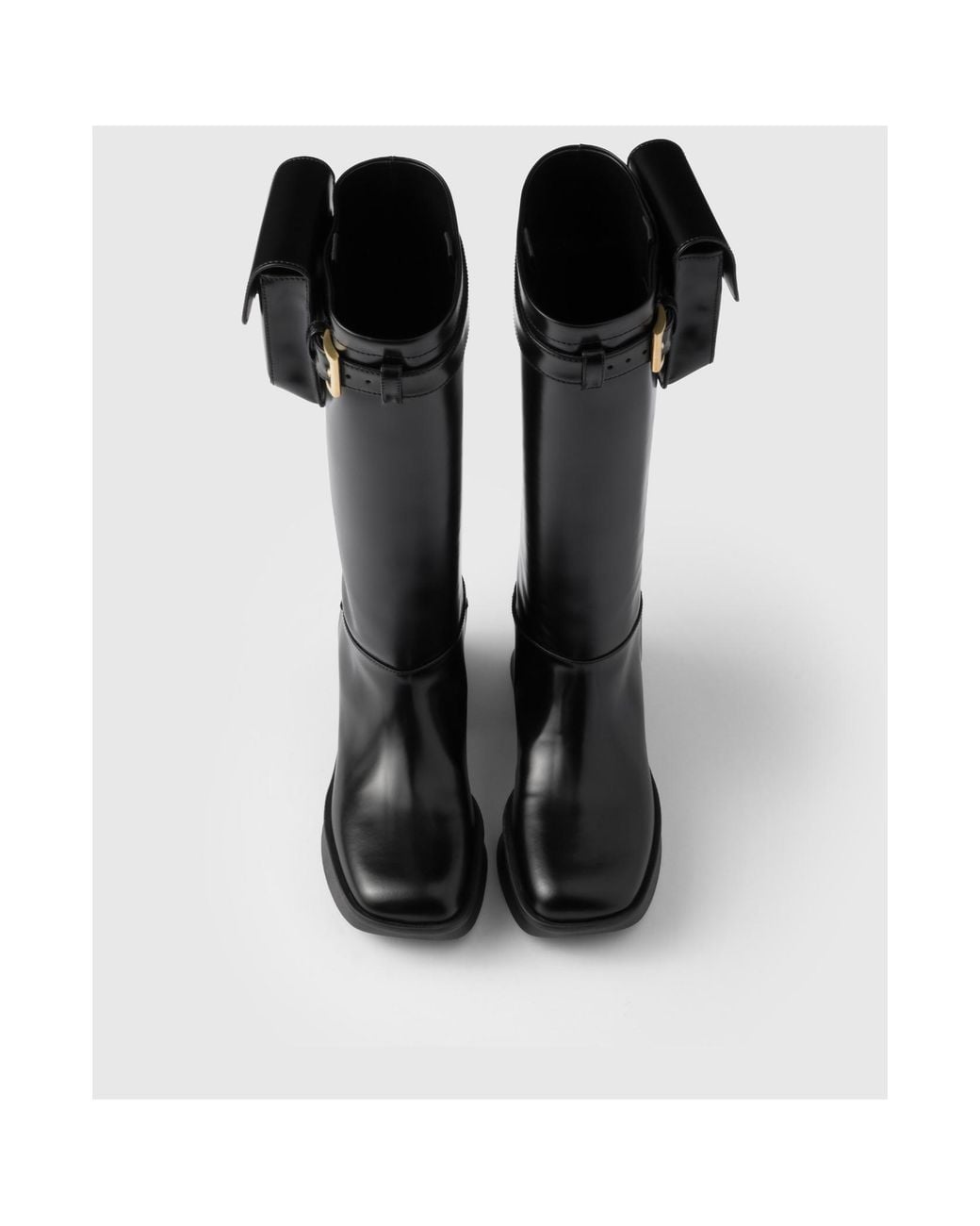 Prada Black Equal Block-Heeled Pouch Boots