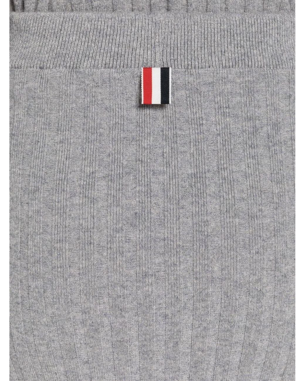 Thom Browne Gray Ribbed-Knit Cashmere Pencil Skirt