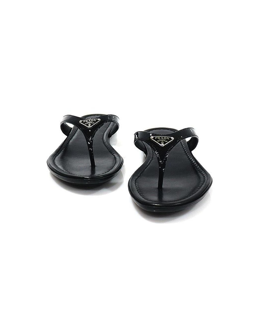 Prada Black Round-Toed Flip-Flops