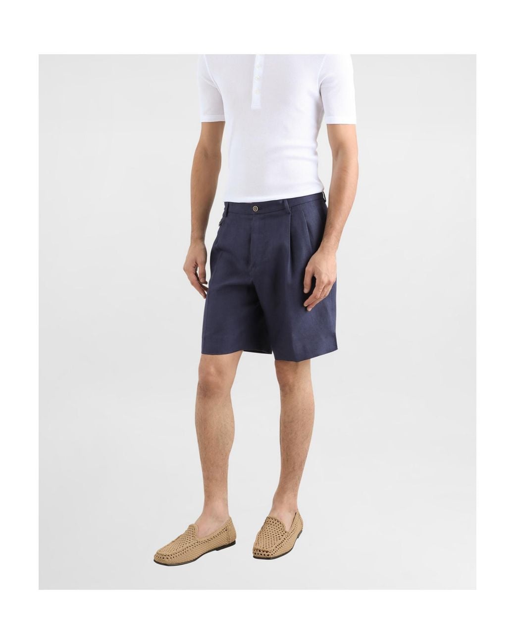 Dolce & Gabbana Blue Linen Shorts for men