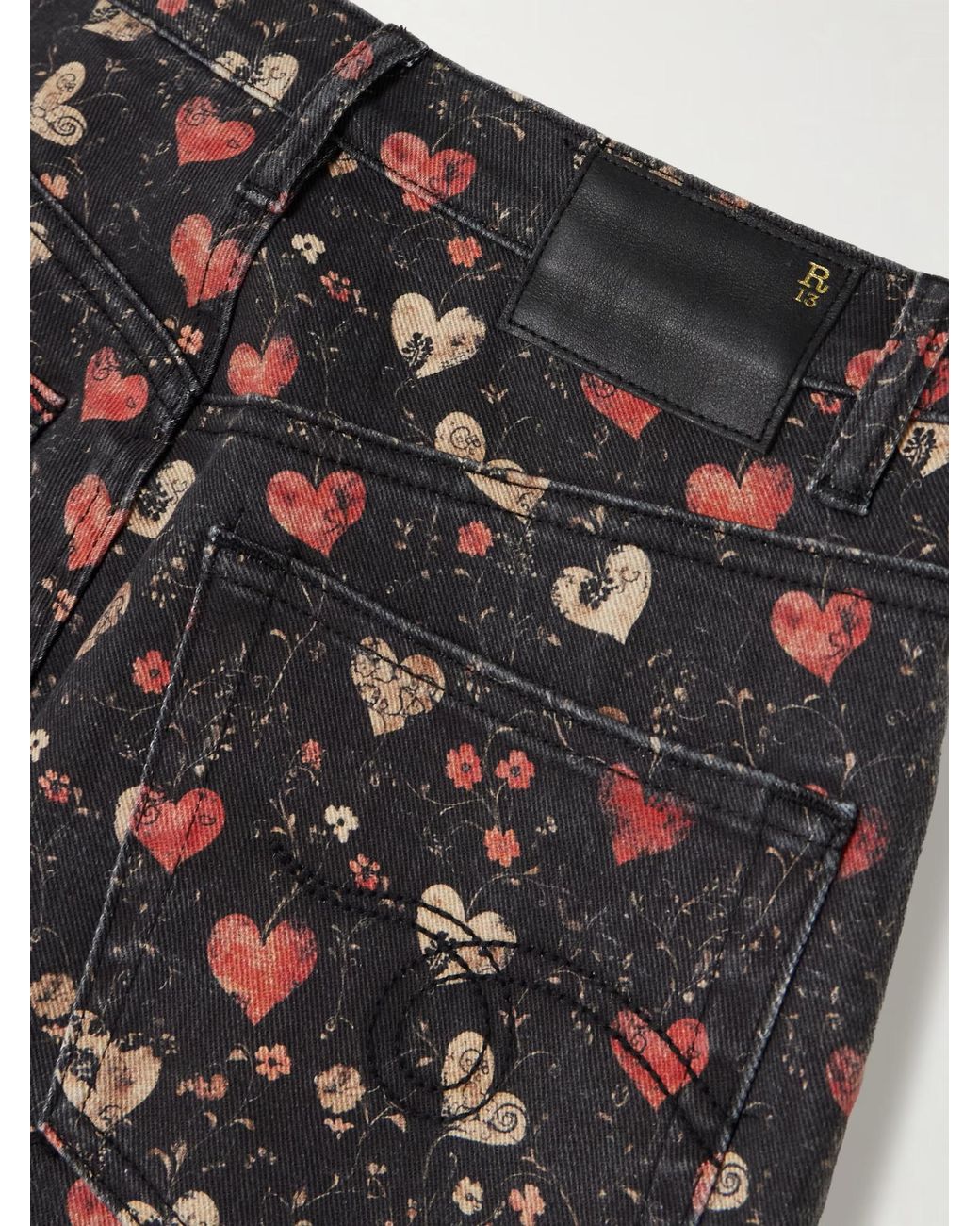 R13 Gray Jane Printed Mid-Rise Jeans