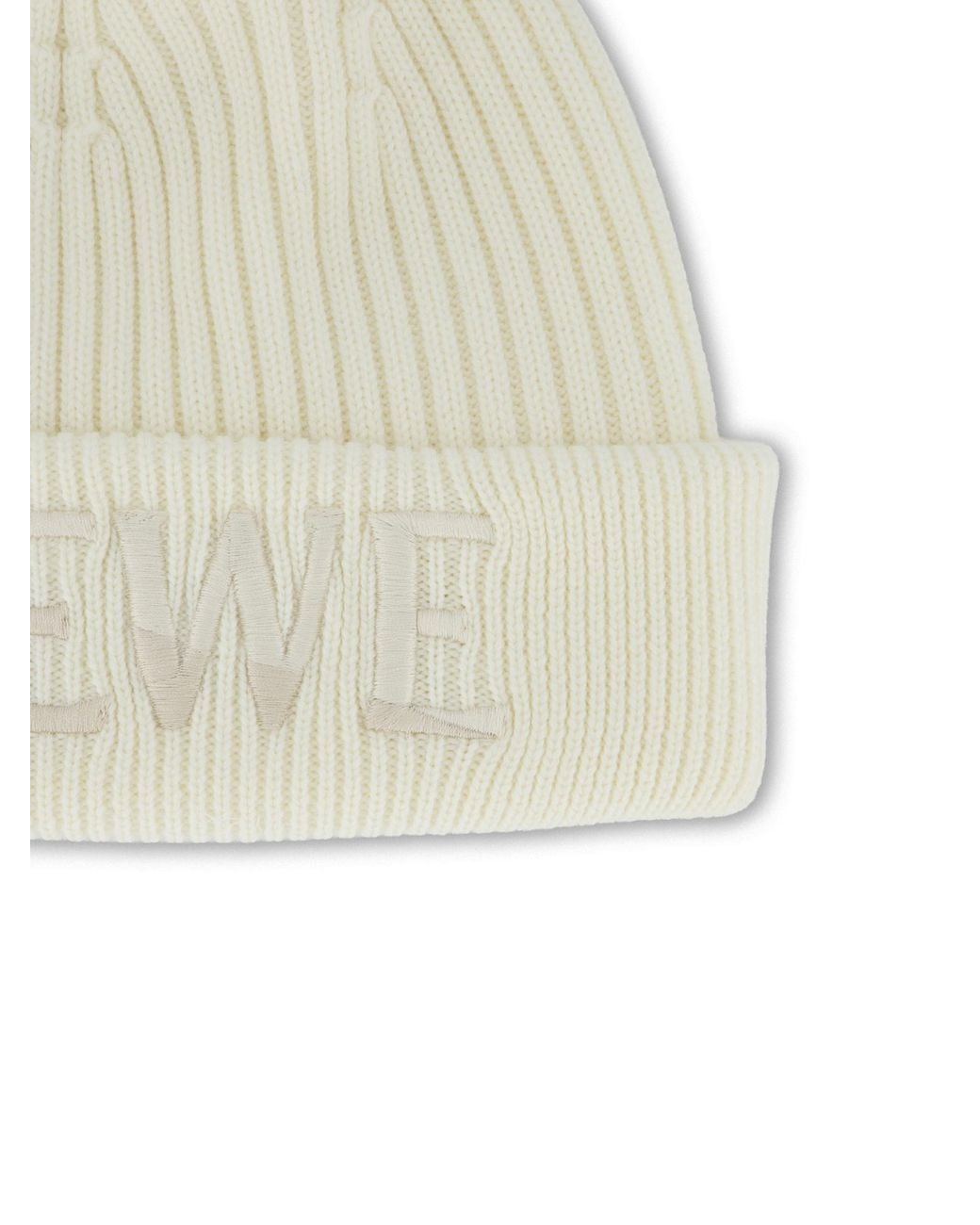 Loewe White Wool Knit Hat
