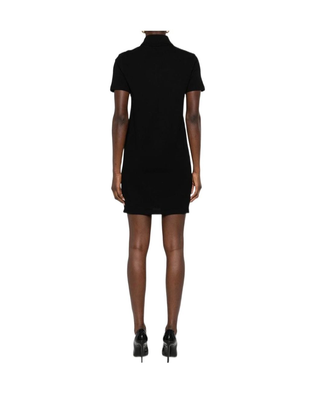 Saint Laurent Black Logo Embroidered Short-Sleeved Dress