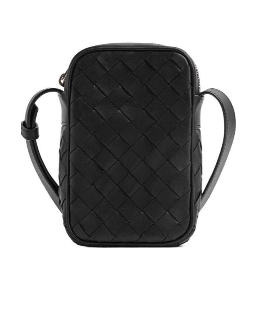Bottega Veneta Black Intrecciato Zipped Mini Crossbody Bag for men