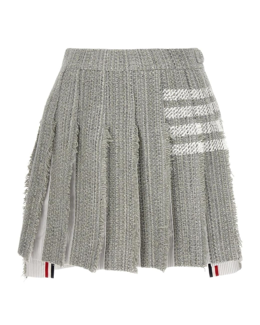 Thom Browne Gray 4-Bar Frayed Edge Mini Skirt