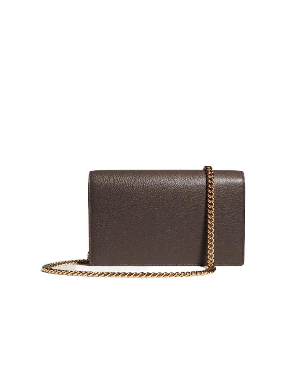 Gucci Brown Bi-Color Gg Marmont Wallet On Chain