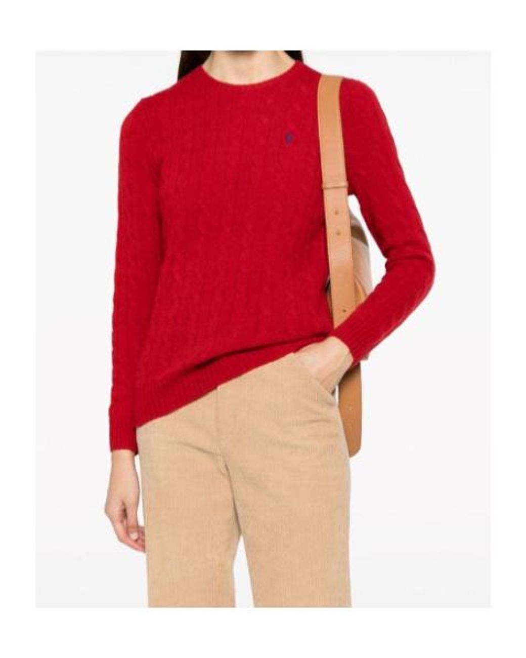 Polo Ralph Lauren Red Julianna Cable-Knit Jumper