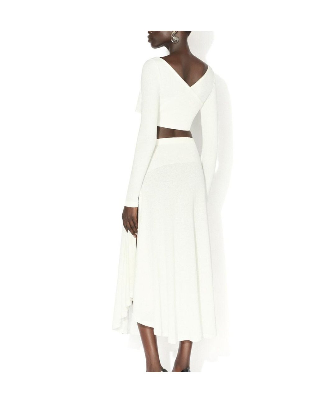 Alaïa White Alaïa Flared Knitted Skirt