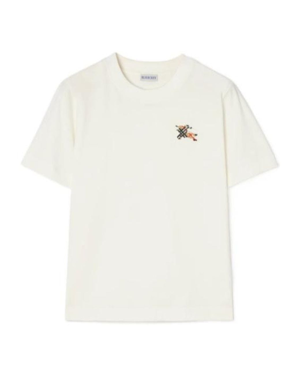 Burberry White Knight Check Crewneck T-Shirt